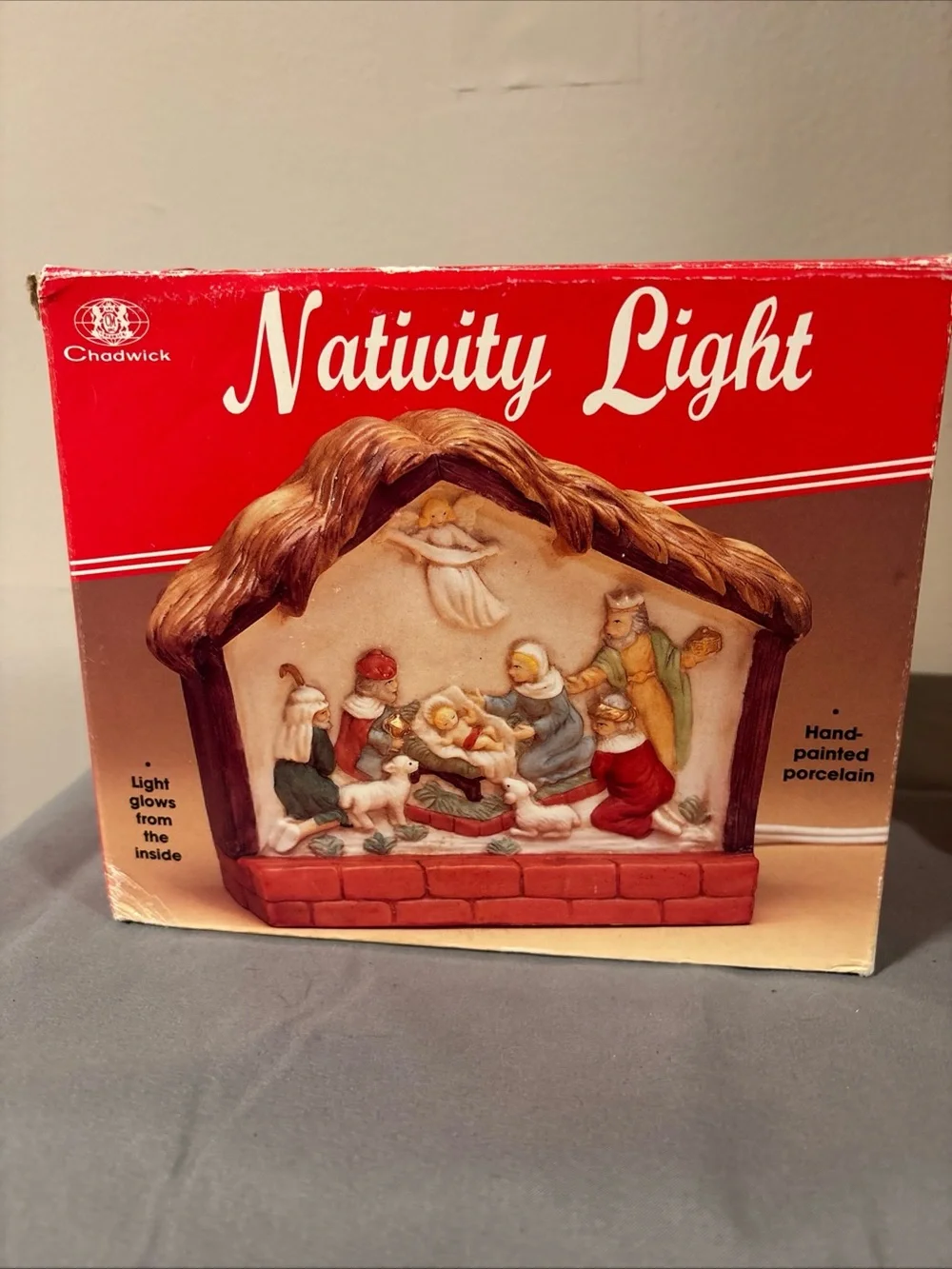 Chadwicks Red and Brown Nativity Light Porcelain Holiday Scene